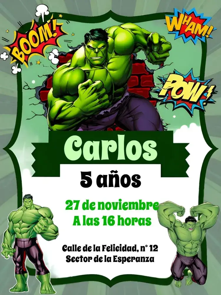 Invitación El Increíble Hulk Banner