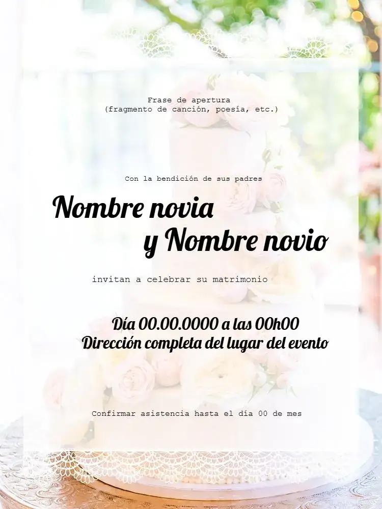 Invitación Boda Encaje – tema Boda elegante, delicado, floral, encaje, minimalista, romántico
