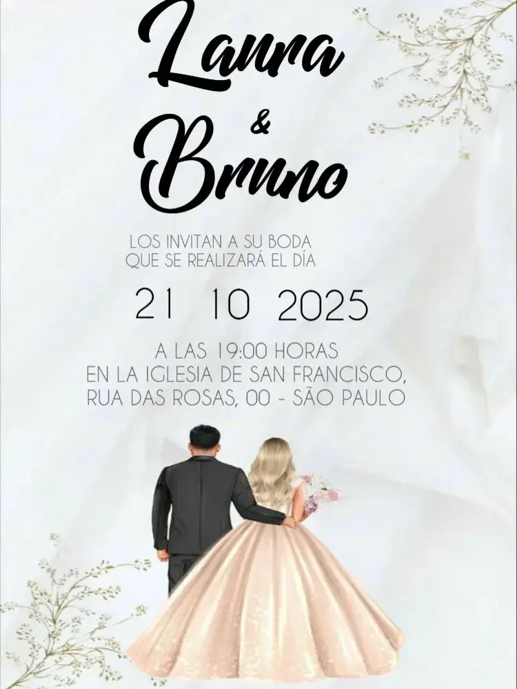 Invitación Boda con Lista de Regalos Whatsapp