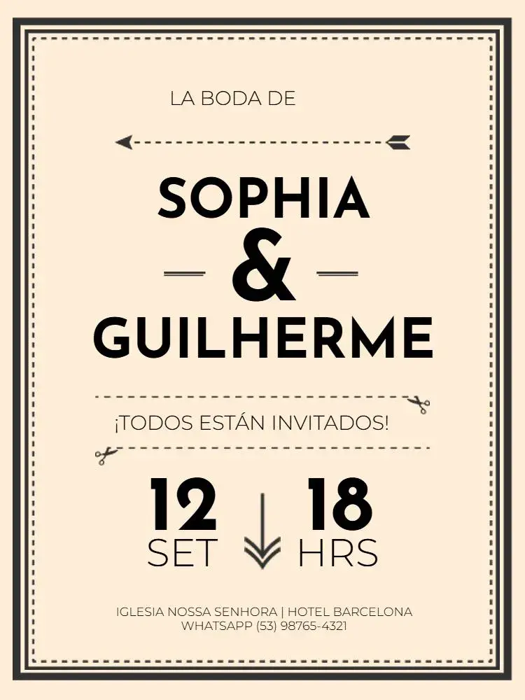 Invitación Boda Hipster / Fiesta Moderna Beige