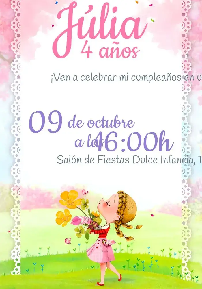 Invitación Jardín Encantado Rosa