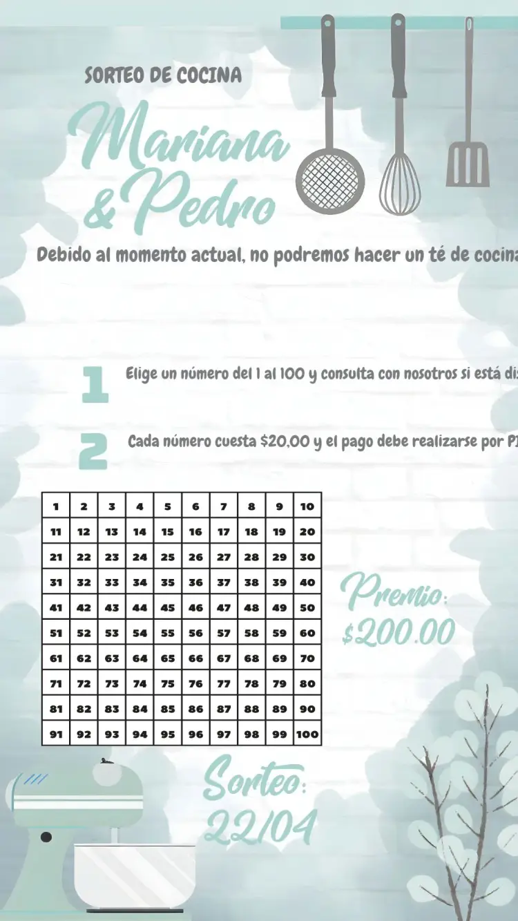 Invitación Té de Rifa de Olla Floral Gris