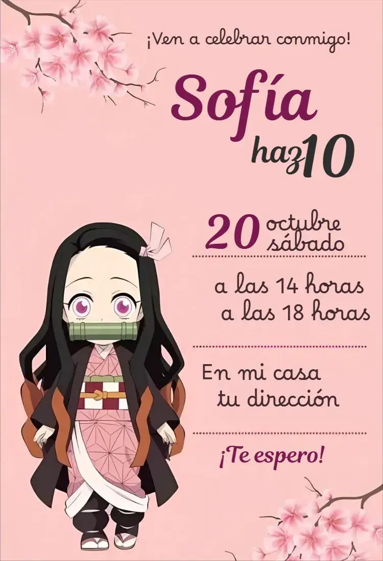 Invitación Nezuko Kamado 3