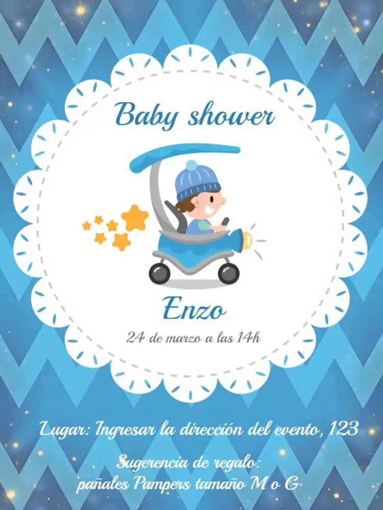 Invitación Baby Shower Azul - Niño – tema Baby Shower azul claro, ilustraciones infantiles, moderno, divertido, minimalista, estilo lúdico