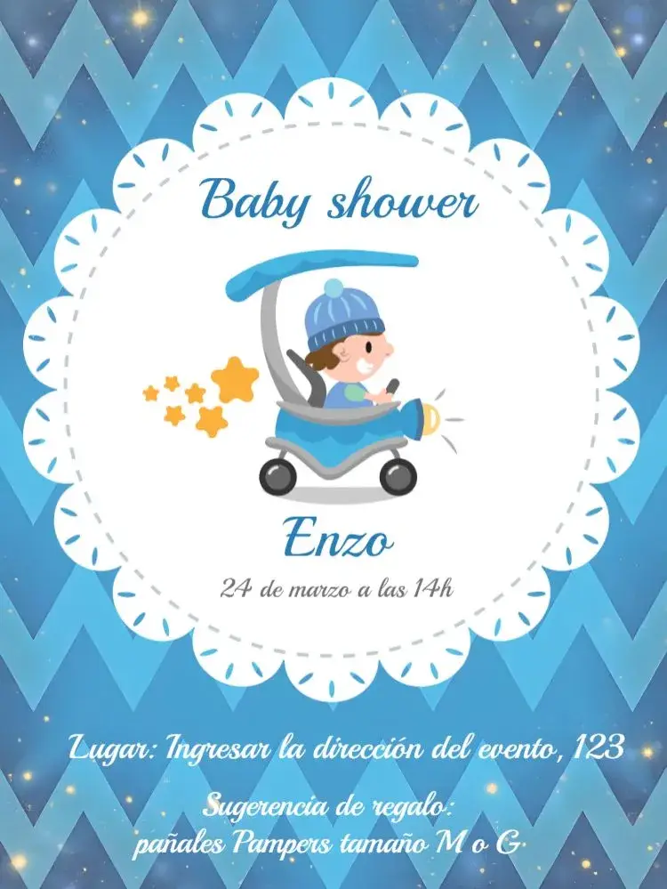Invitación Baby Shower Azul - Niño