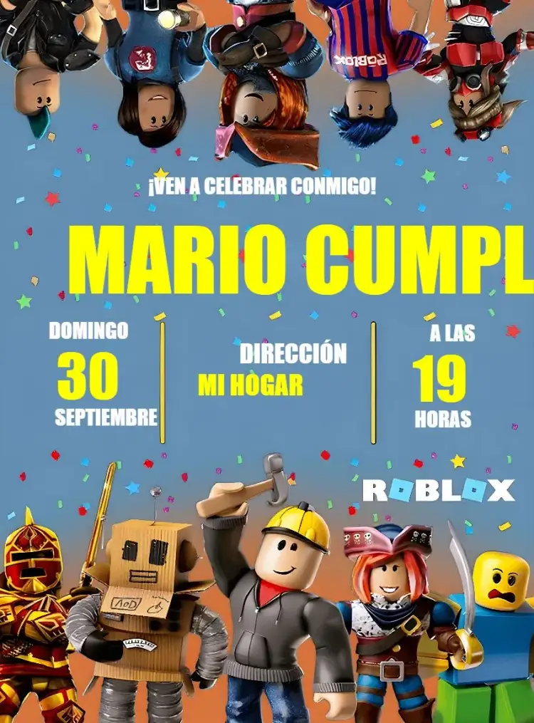 Invitación Roblox Hacer – tema Más buscados moderno, divertido, colorido, joven, temático