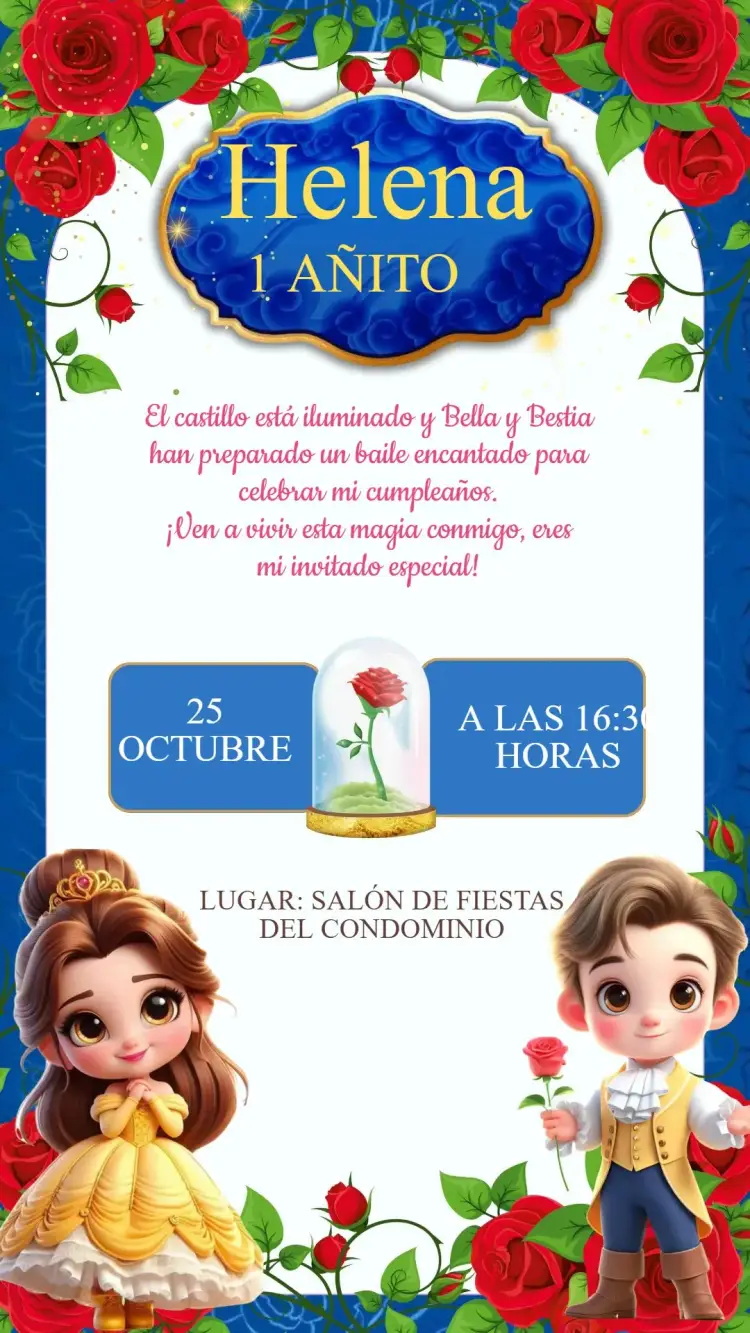 Invitación Cumpleaños La Bella y la Bestia Baby