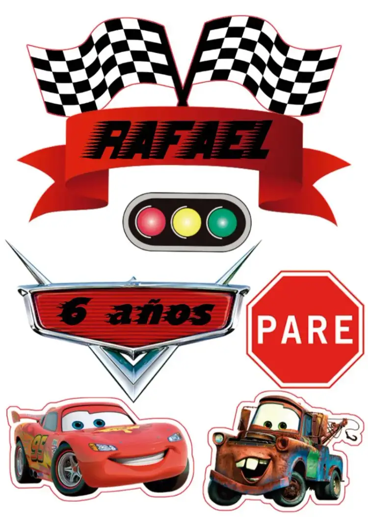 Invitación Topo De Pastel Coches Negro – tema Topper de torta moderno, divertido, colorido, temático, infantil