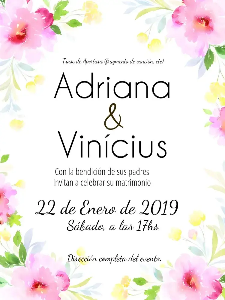 Invitación Boda Floral Flores