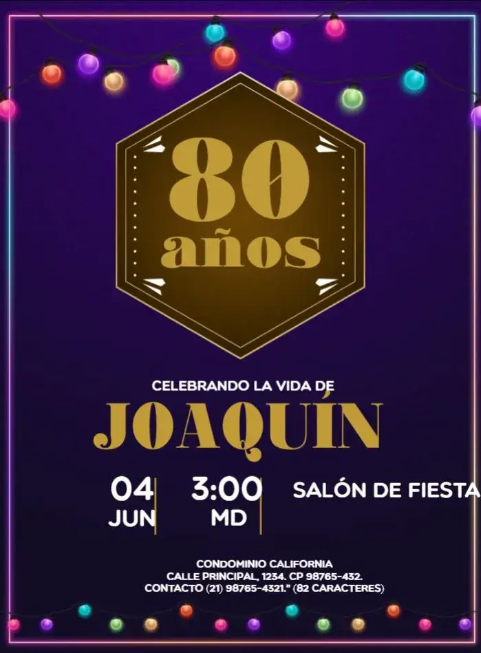 Invitación 80 Años Elegante