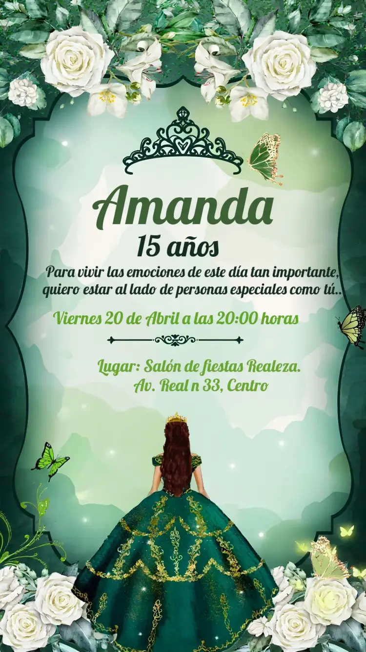 Invitación 15 Años Princesa editable y personalizable