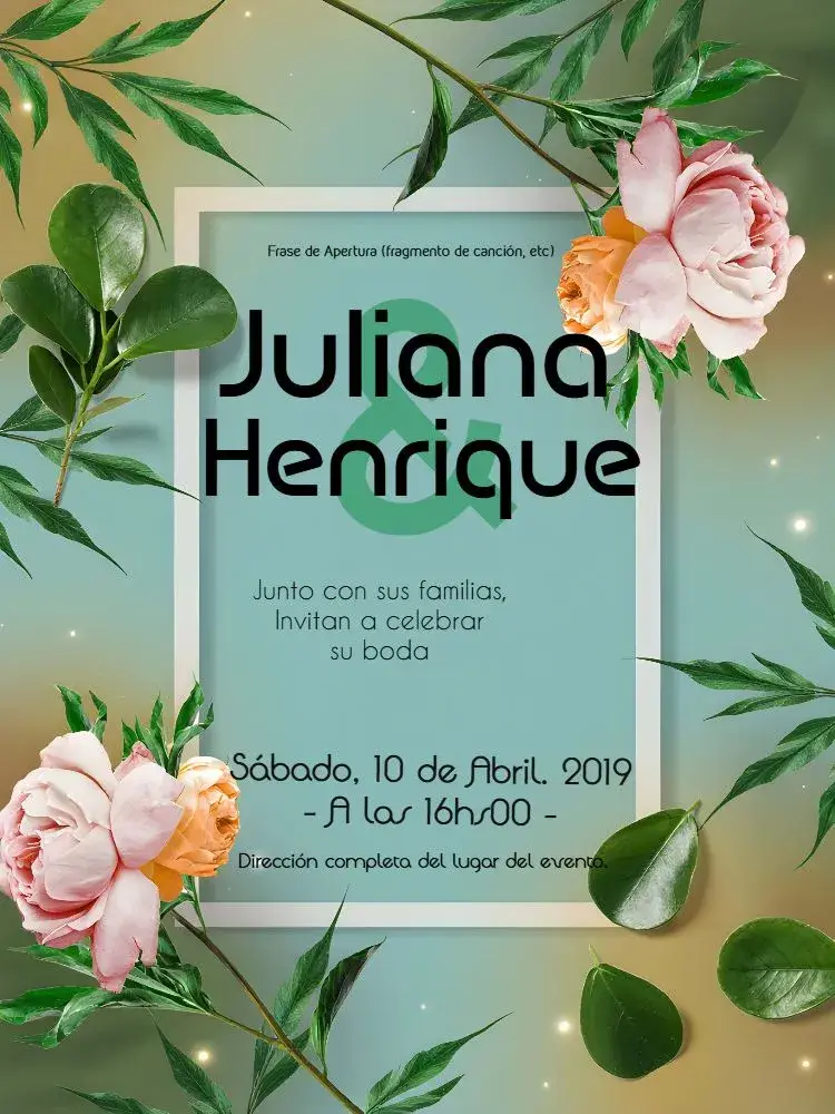 Invitación Boda Floral Azul editable y personalizable