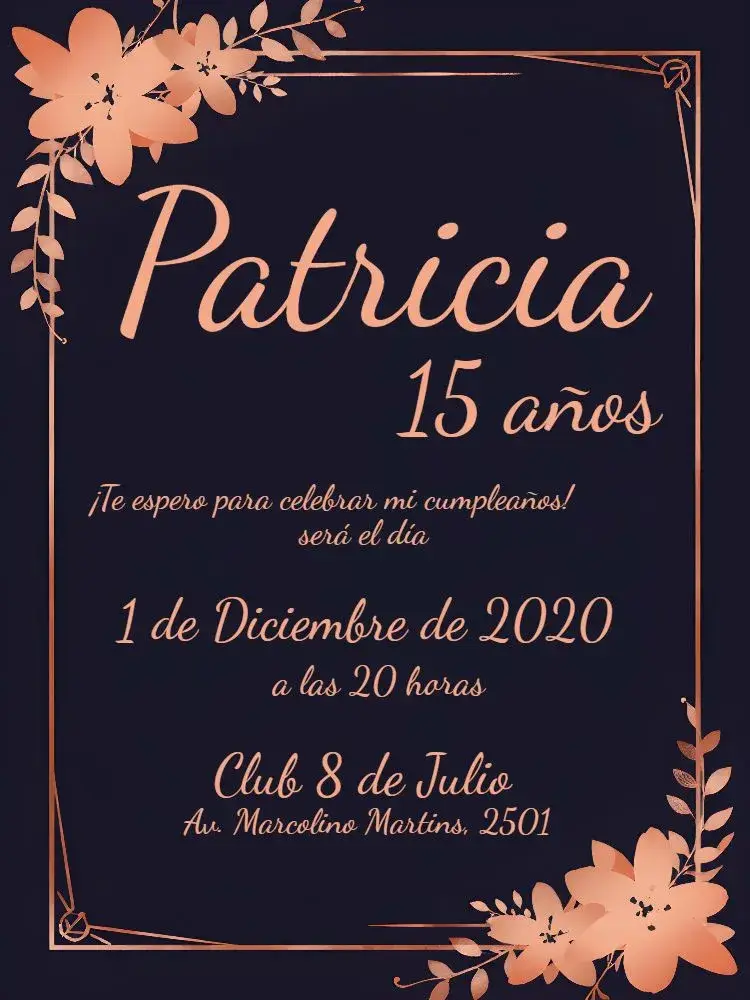 Invitación 15 Años Floral- Azul Y Rosado Flores