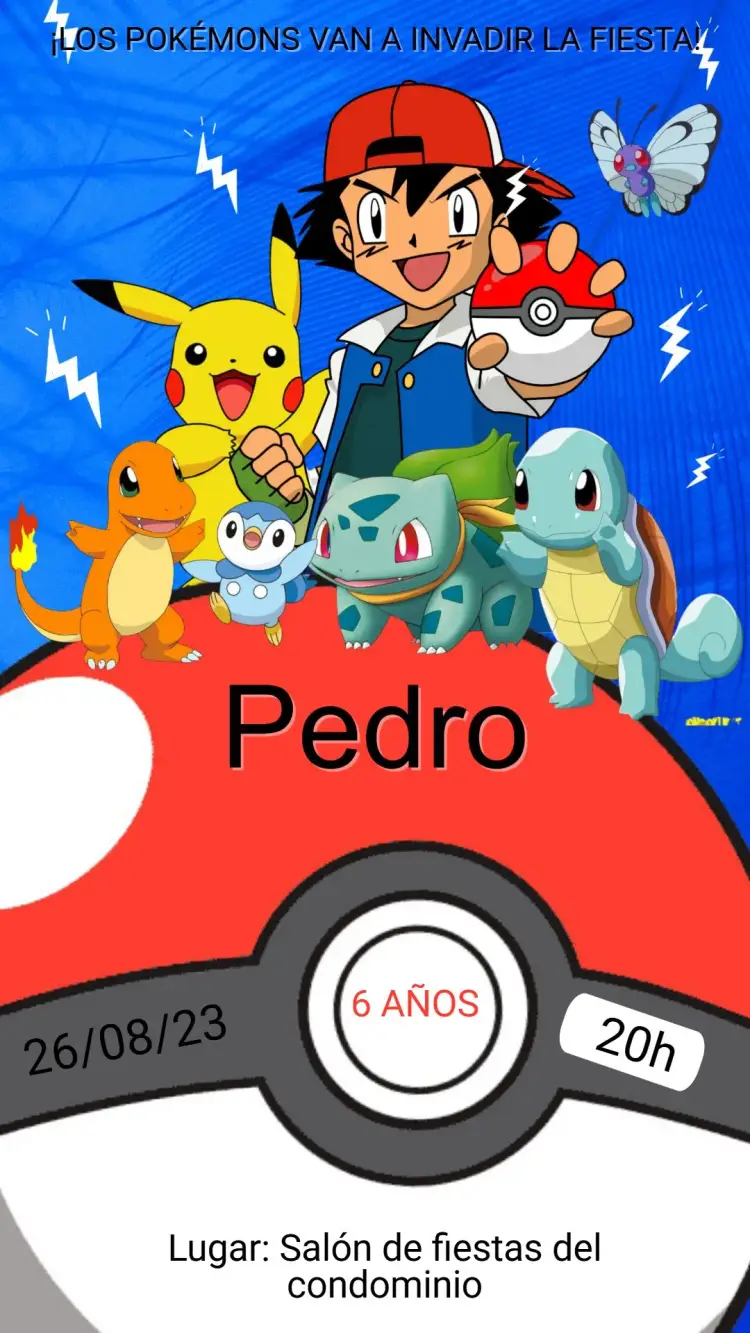 Invitación Digital Cumpleaños Pokémon