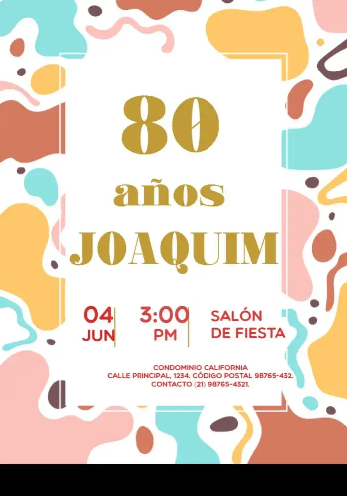 Invitación 80 Años Dorado