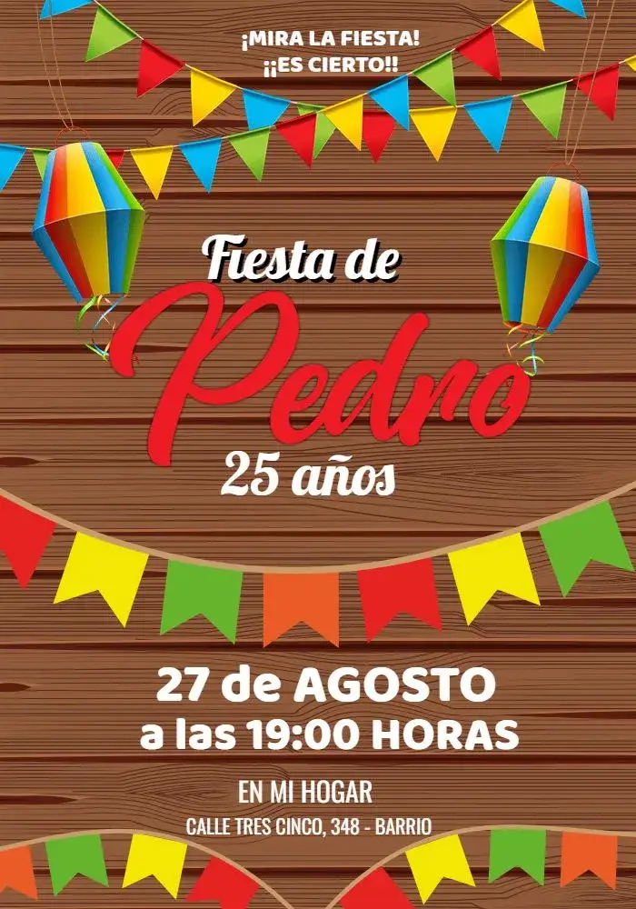 Invitación Fiesta Junina Arraiá Julina editable y personalizable
