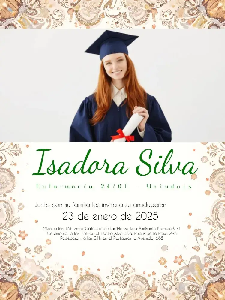 Invitación Graduación Enfermería Con Foto Capelo