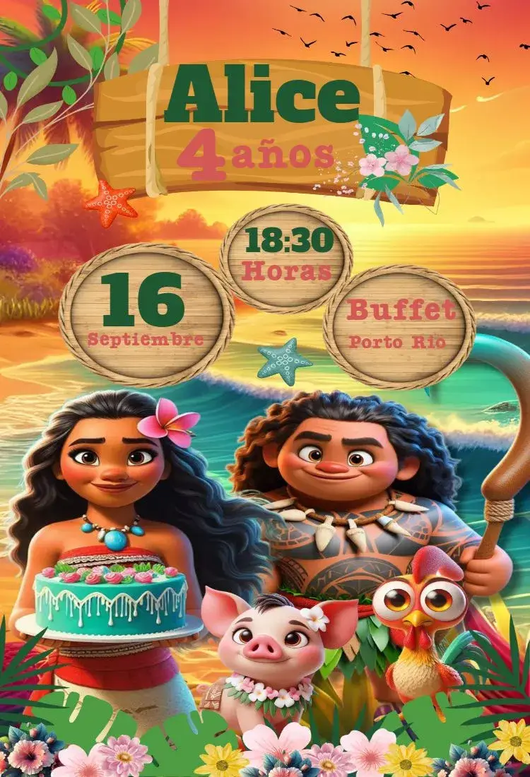Invitación Digital Moana