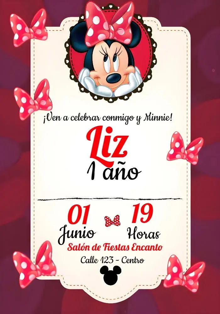 Invitación Minnie Mouse Amarillo