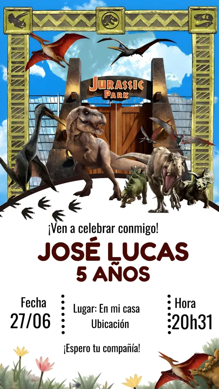 Invitación Jurassic Park Rex