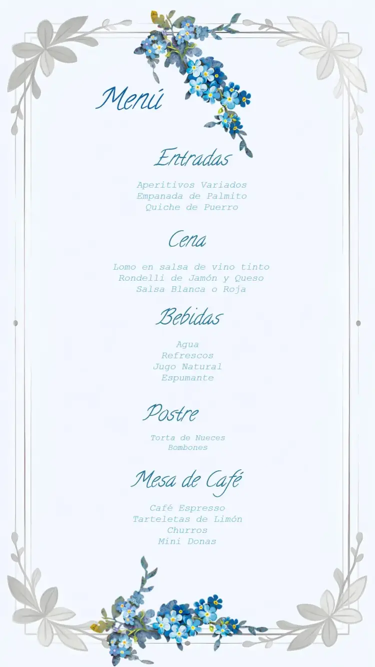 Invitación Menú De Boda Arte Floral