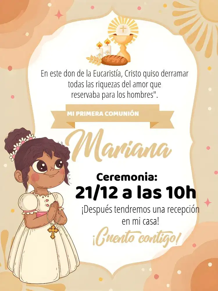 Primera Comunión Eucarística - Niña Negra Católica