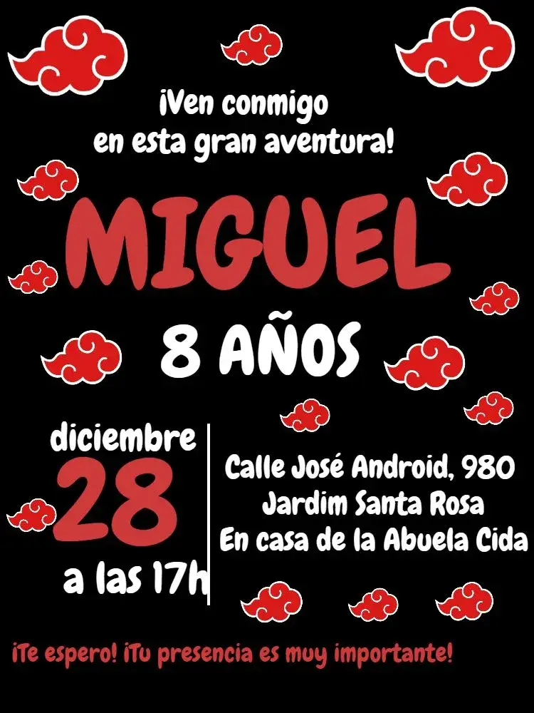 Invitación Akatsuki Rojo