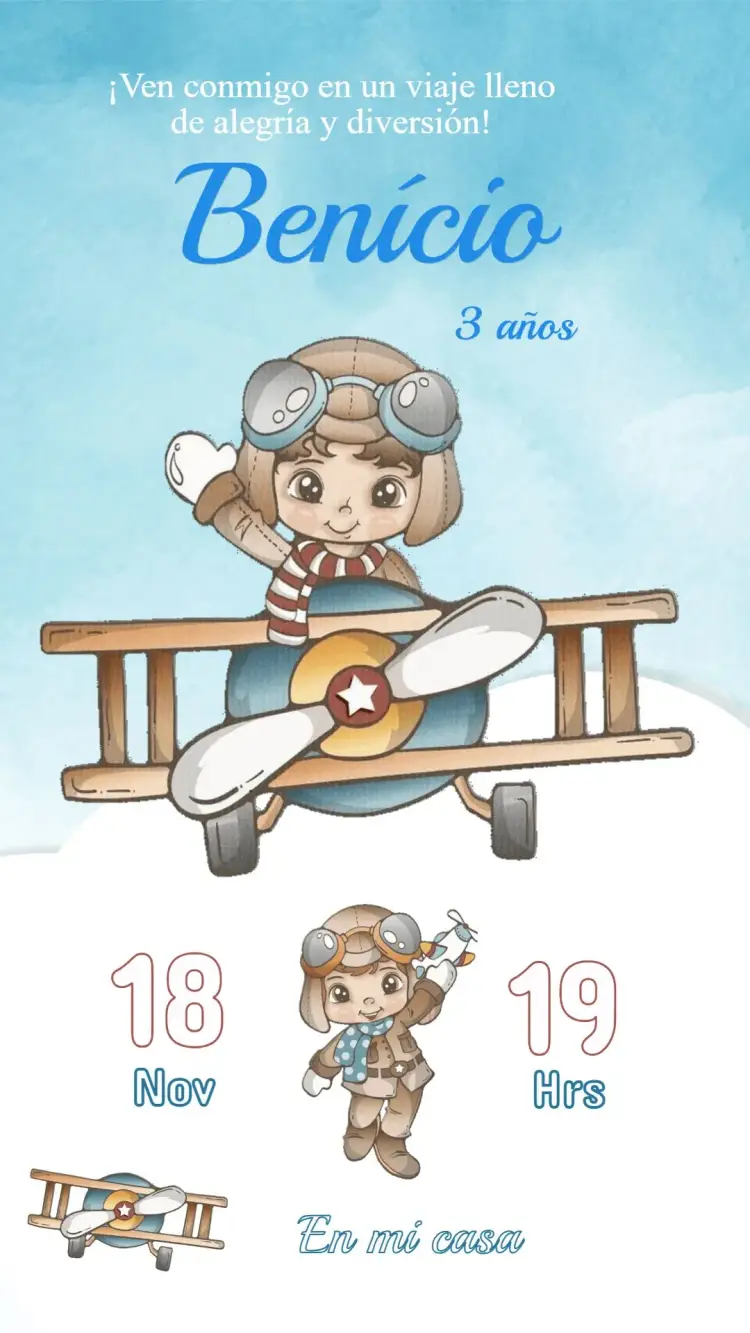 Invitación Cumpleaños Aviador