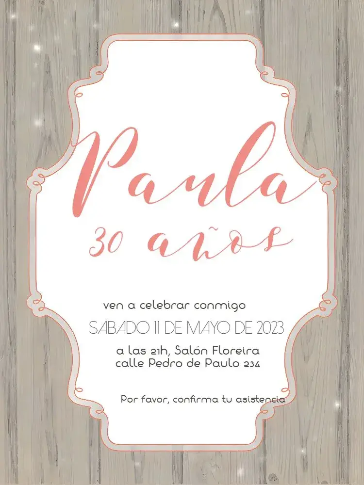 Invitación Femenino 30 Años Tifany