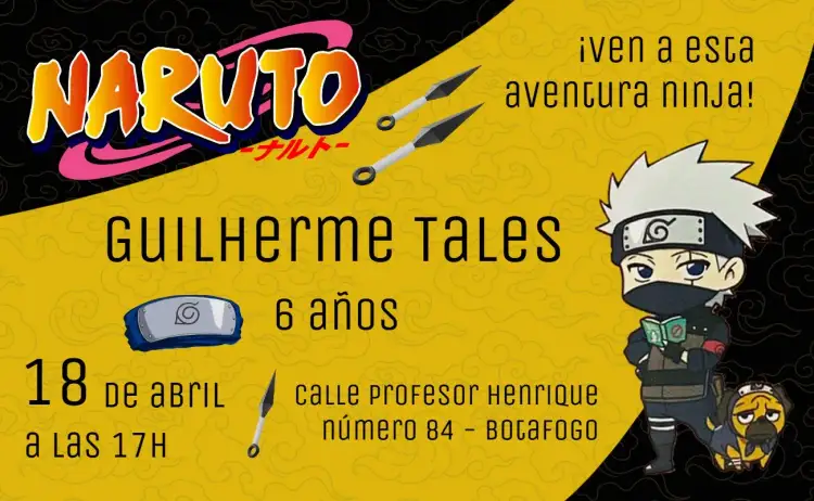 Invitación Naruto Chibi Kakashi – tema Cumpleaños Infantil anime, chibi, moderno, colorido, temático