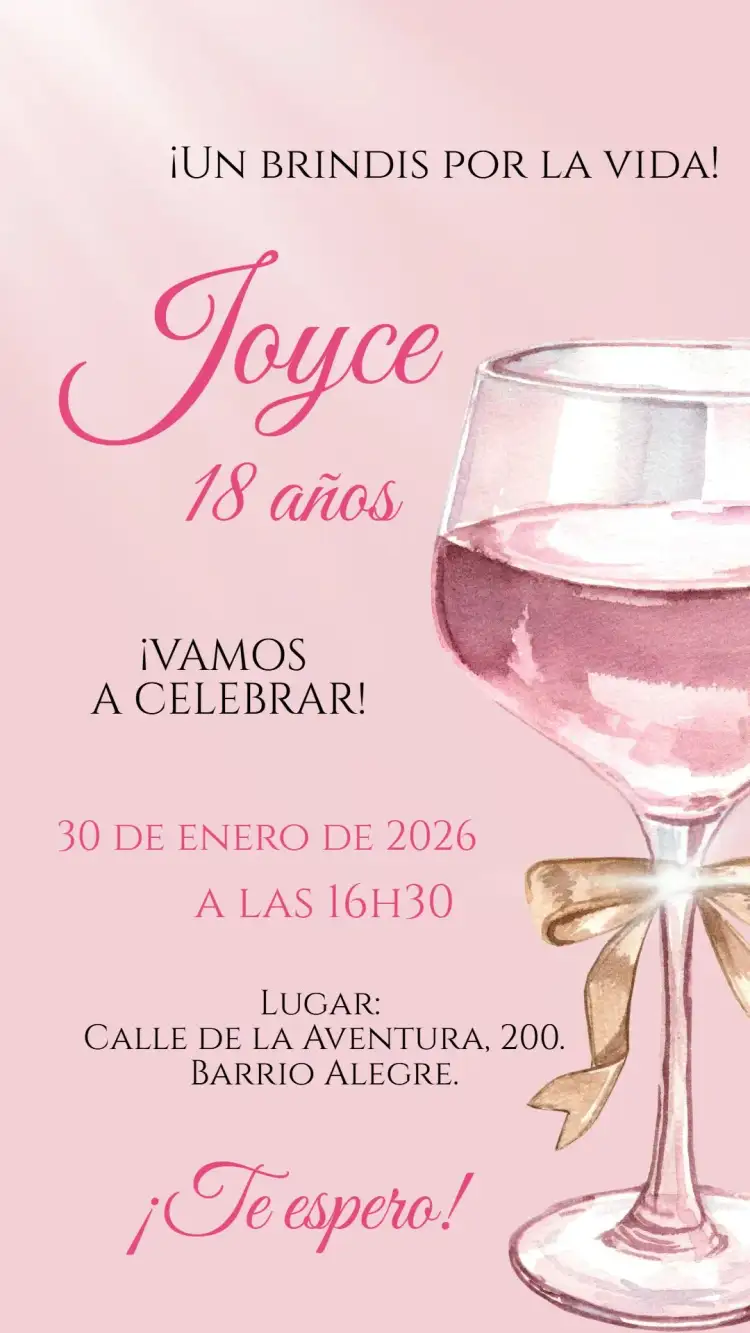 Invitación Invitación digital Brinde rosa femenino adulto – tema Cumpleaños rosa, dorado, delicado, moderno, femenino, celebración