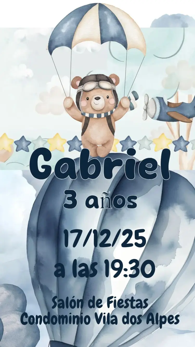 Invitación Oso Globos