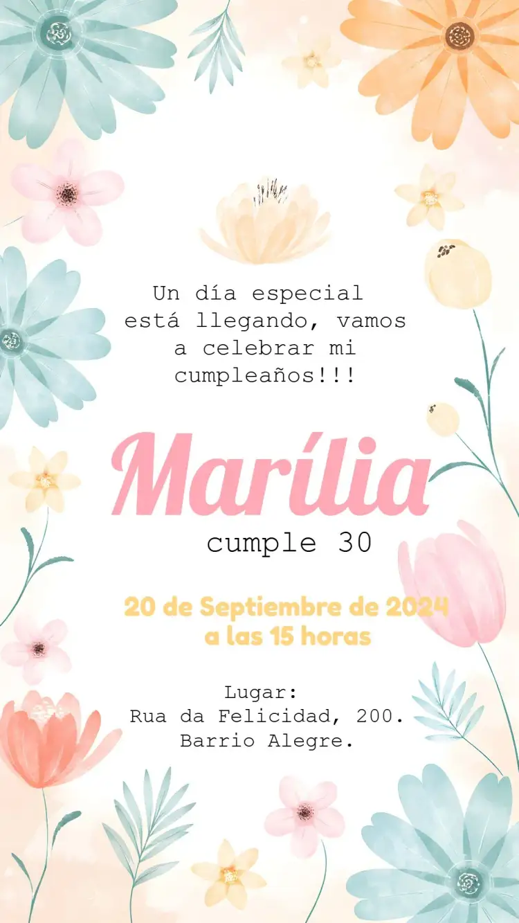 Invitación Floral Acuarela Delicado – tema Más buscados floral, acuarela, delicado, femenino, colores suaves, moderno