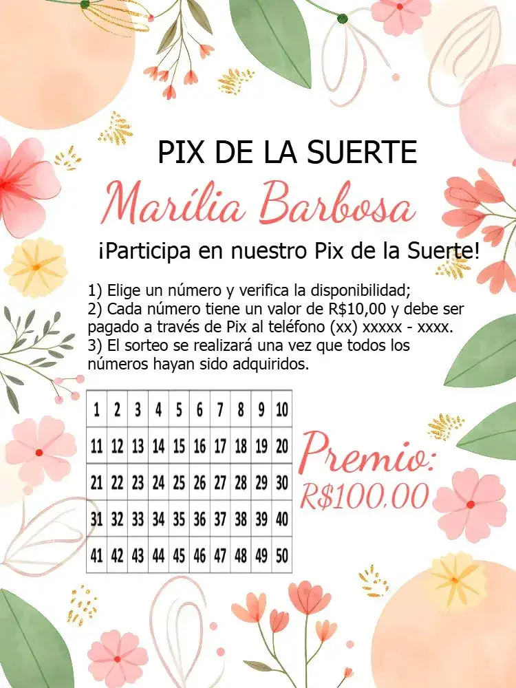 Invitación Pix De La Suerte Floral – tema Cartones floral, romántico, vibrante, colorido, moderno