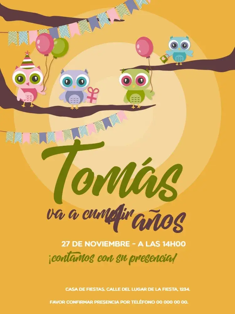 Invitación Búho de Whatsapp