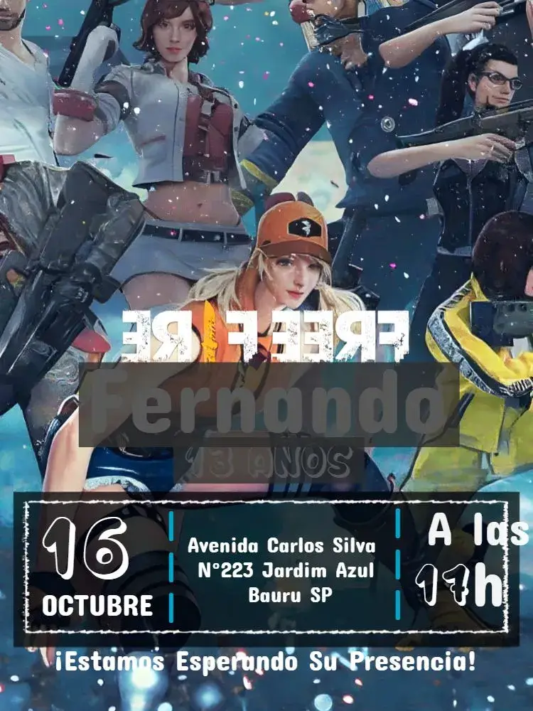 Invitación Free Fire Azul