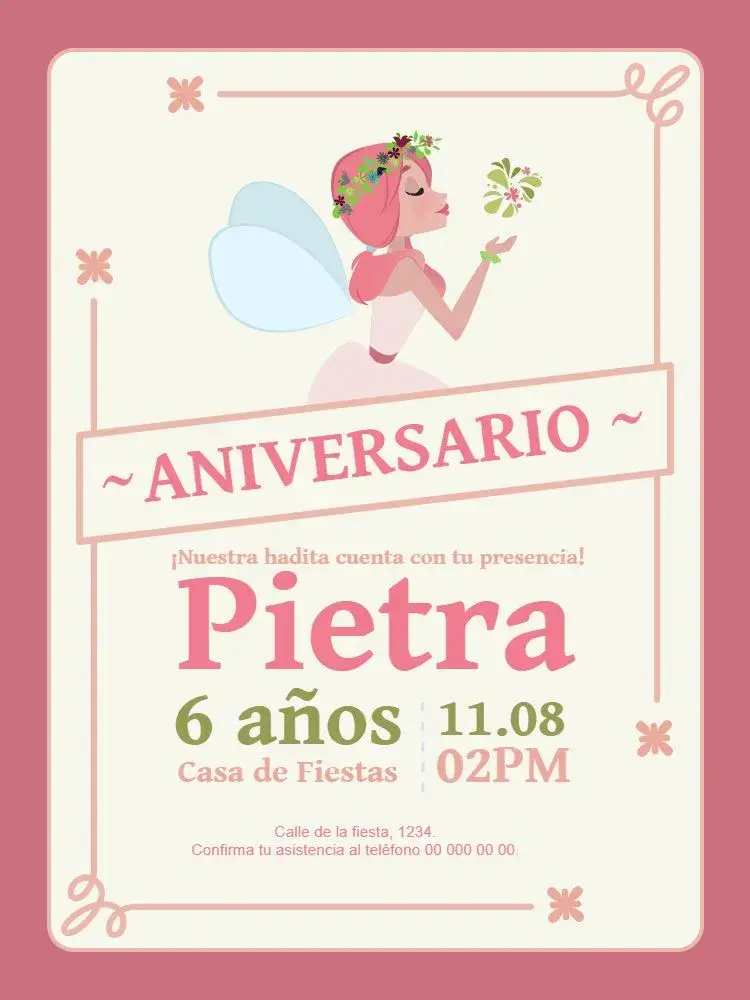 Invitación Celebración de Hadas