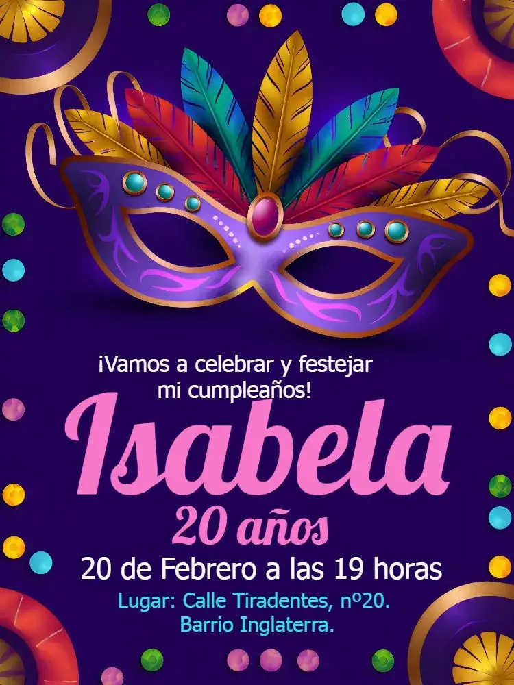 Invitación Carnaval Naranja – tema Fechas Conmemorativas vibrante, colorido, divertido, festivo, moderno, carnavalesco