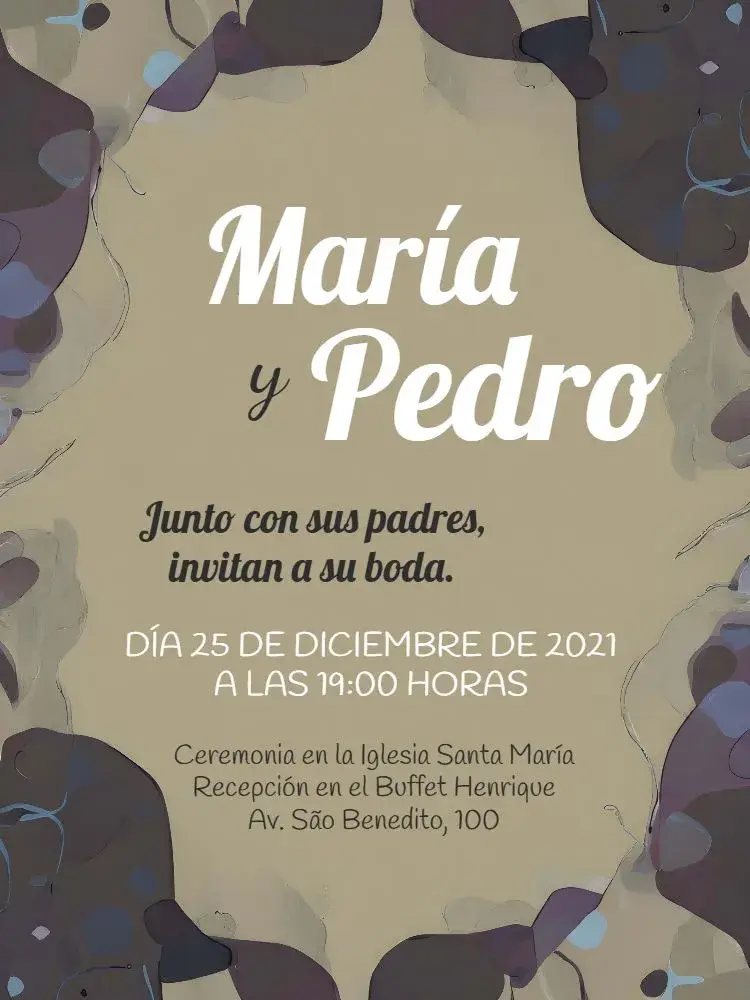 Invitación Boda Floral Azul