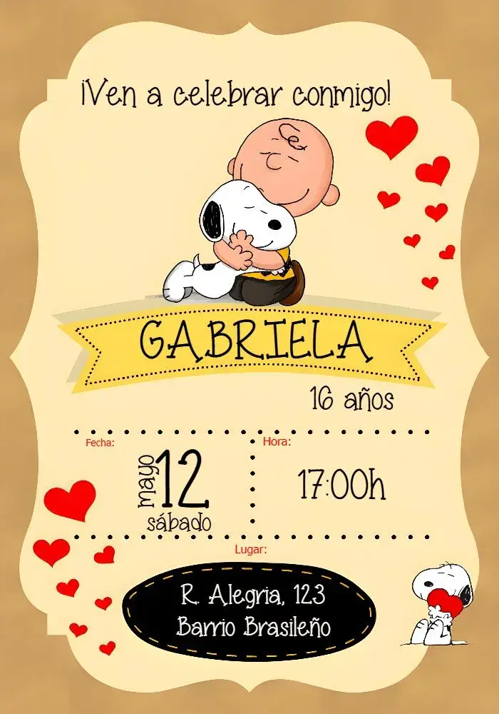 Invitación Snoopy Charlie