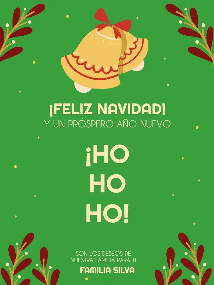 Tarjeta De Navidad Verde Campanas Oscuro