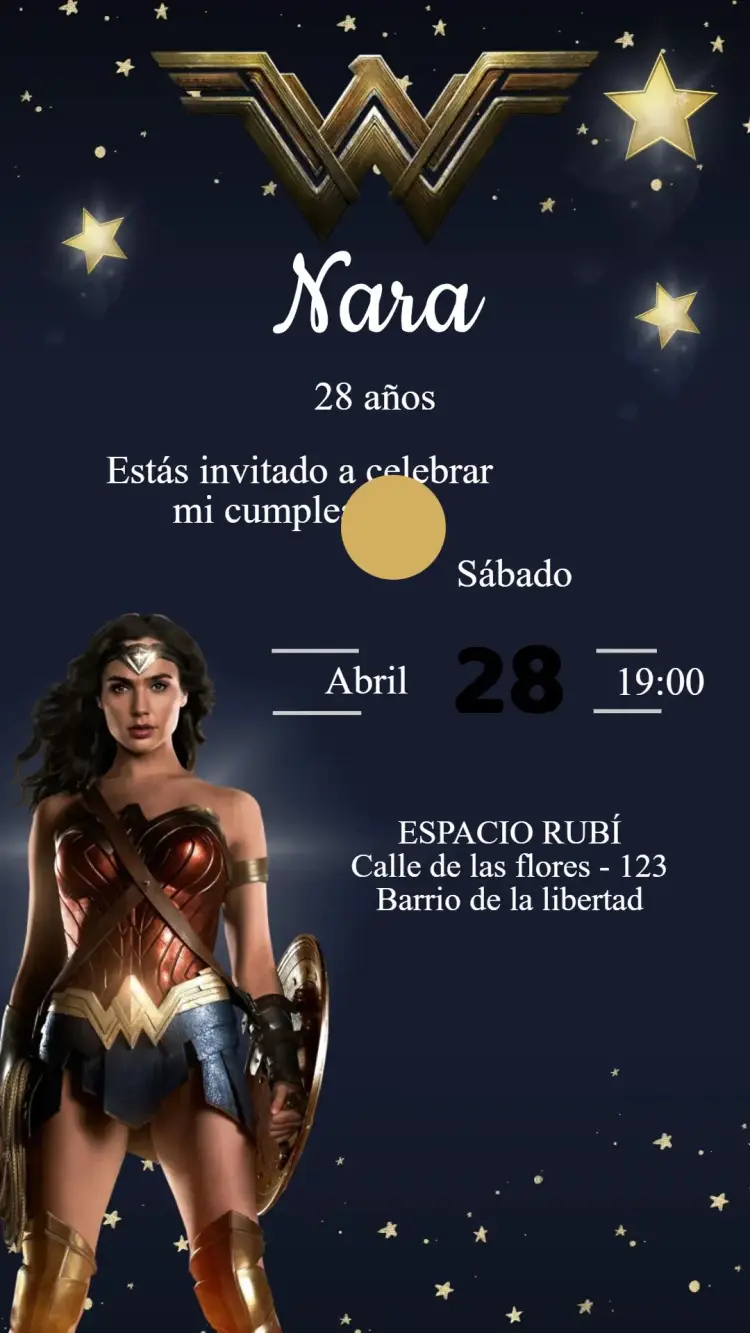 Invitación Cumpleaños Mujer Maravilla