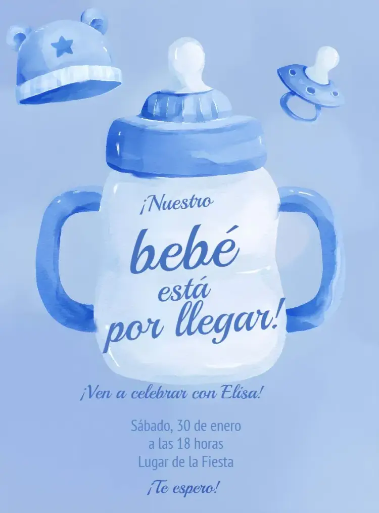 Invitación Baby Shower Boy Bottle