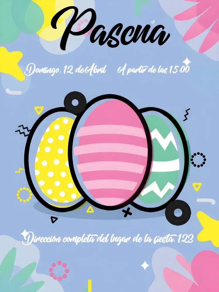 Invitación Pascua Conejo – tema Fechas Conmemorativas colorido, infantil, divertido, pascual, animal