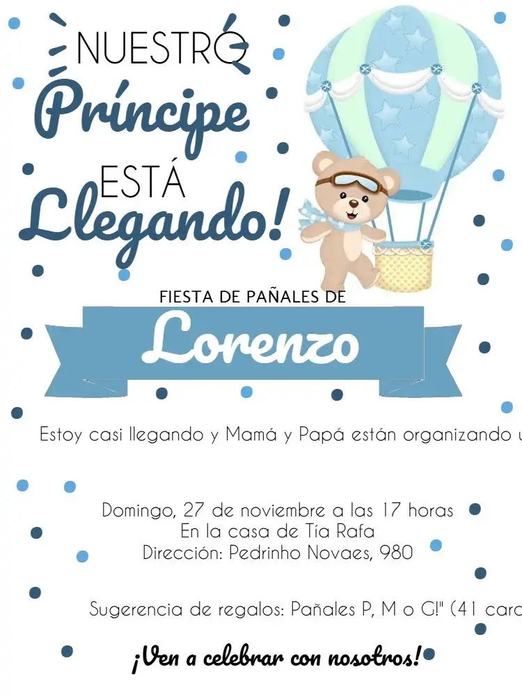 Invitación Baby Shower Oso Príncipe Marrón