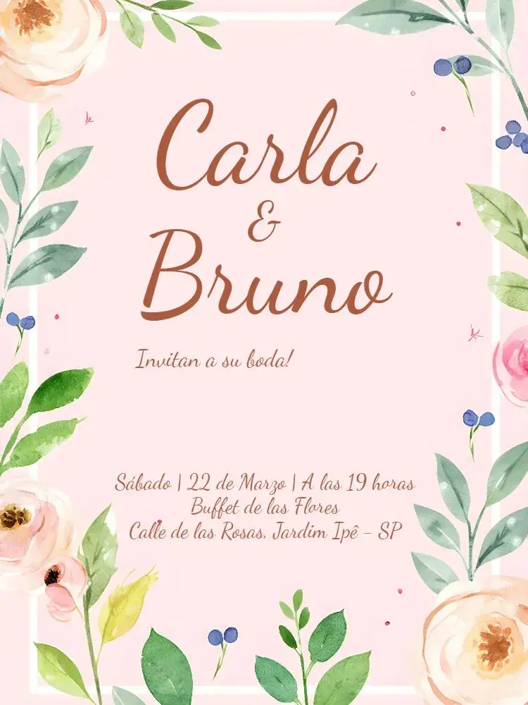 Invitación Boda Floral Romántica y Elegante