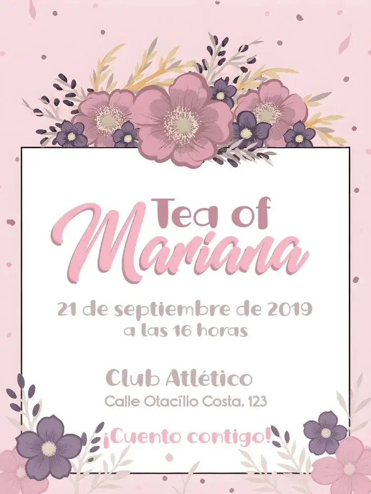 Invitación Despedida de Soltera Matrimonio – tema Despedida de Soltera floral, rosa, romántico, delicado, elegante, moderno