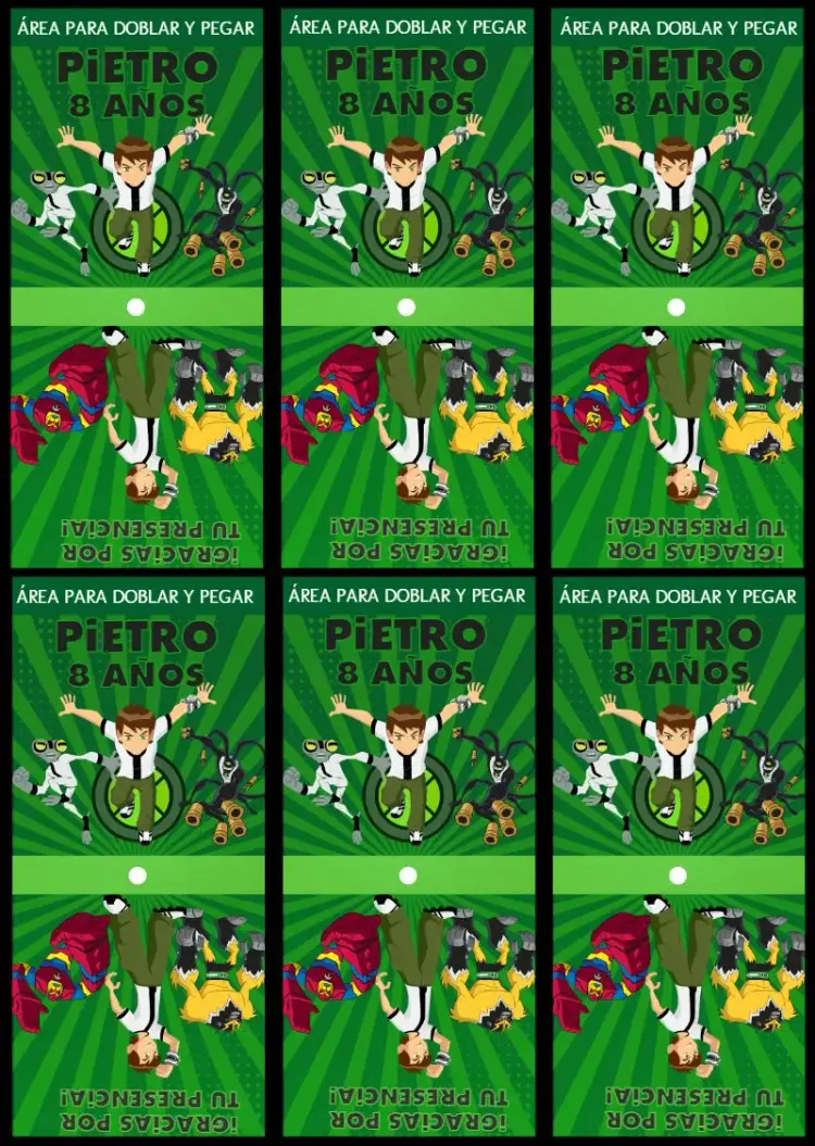 Invitación Cubierta Para Chupeta Ben 10 Verde