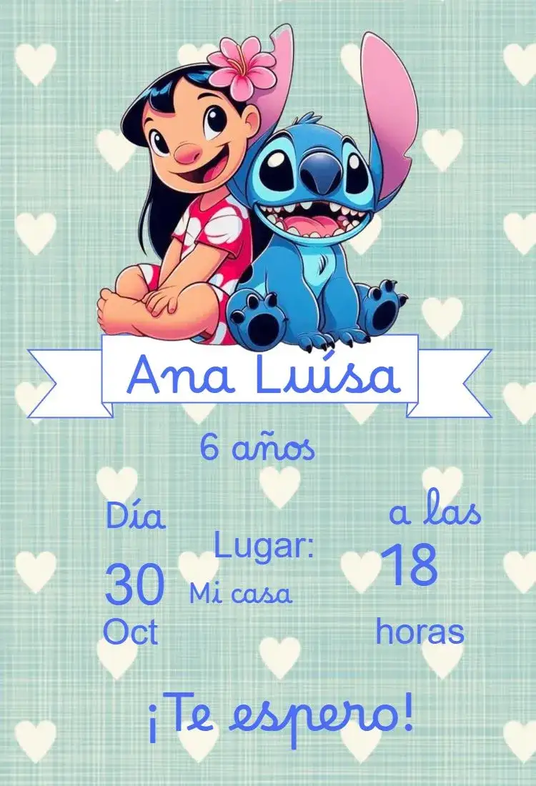 Invitación Invitación Lilo y Stitch – tema 15 años tropical, colorido, divertido, animado, jovial
