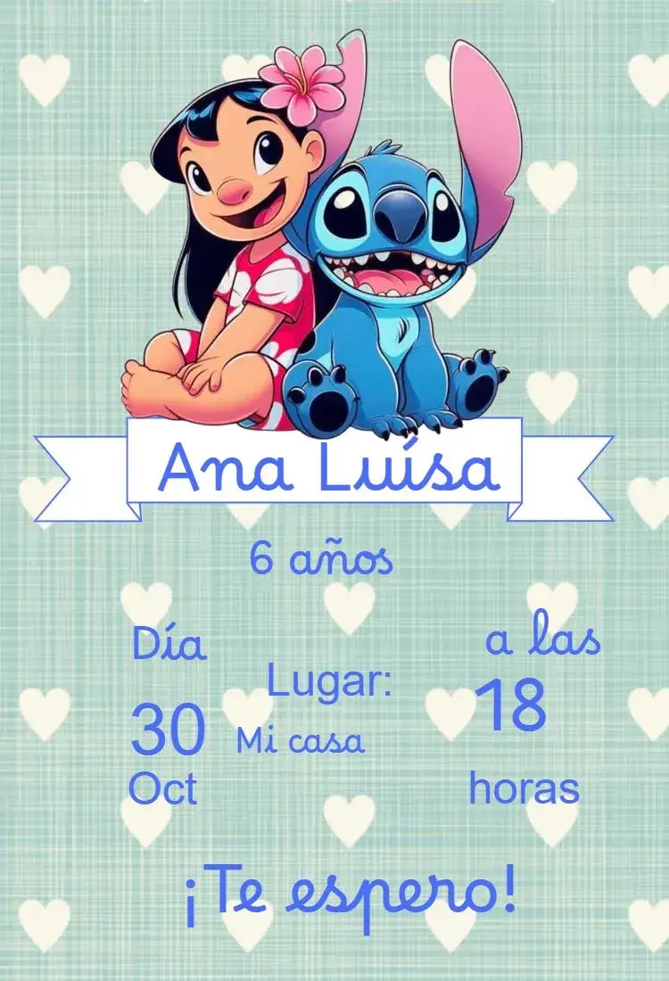 Invitación Lilo y Stitch